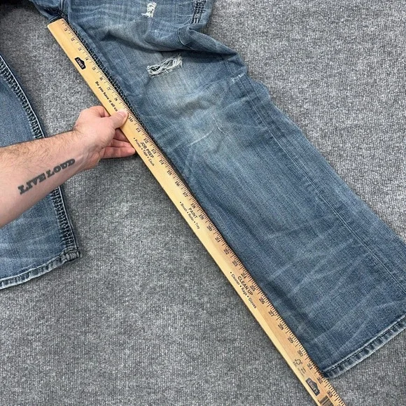 Rock Revival Jeans Mens 36x32 Clooney Boot Cut Flap Pocket Heavy Thick Stitch - Picture 8 of 16